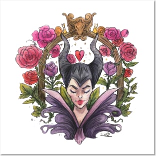 Maleficent Art Deco Watercolour Posters and Art